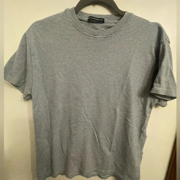 Brandy Melville Tops - Brandy Melville blue and white striped baby tee EUC